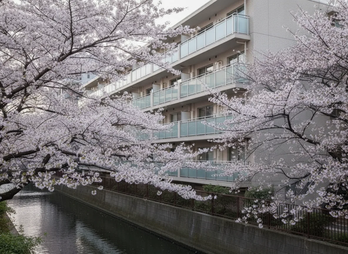 exterior — Canal-View Flat Under the Nakameguro Cherry Trees